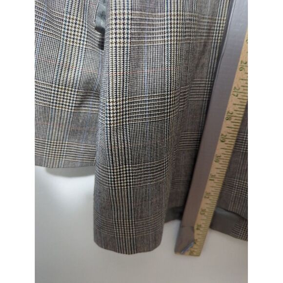 Hart Schaffner Marx Mens Gray Plaid Wool Blazer Window Pane Houndstooth Sz 44L - Picture 8 of 11